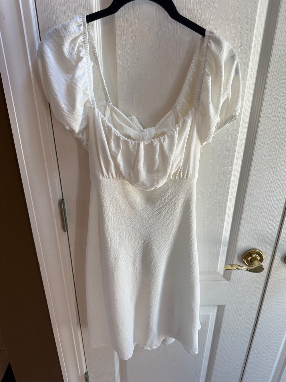 Altar'd State White Puff-Sleeve Square-Neck Dress